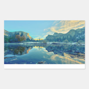El Capitan and Three Brothers Reflection Rectangular Sticker