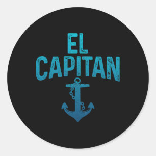 El Capitan Boat Owner Pontoon Captain Funny Boatin Classic Round Sticker