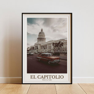 El Capitolio, Havana Cuba - Vintage Wall Art