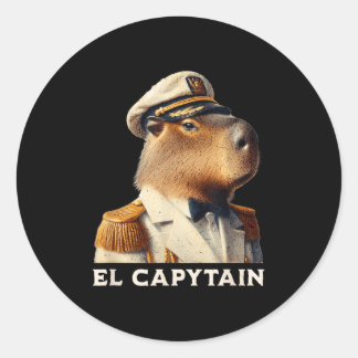 El Capytain Funny Capybara Boat Captain  Classic Round Sticker