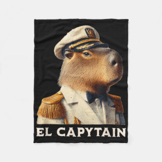 El Capytain Funny Capybara Boat Captain  Fleece Blanket