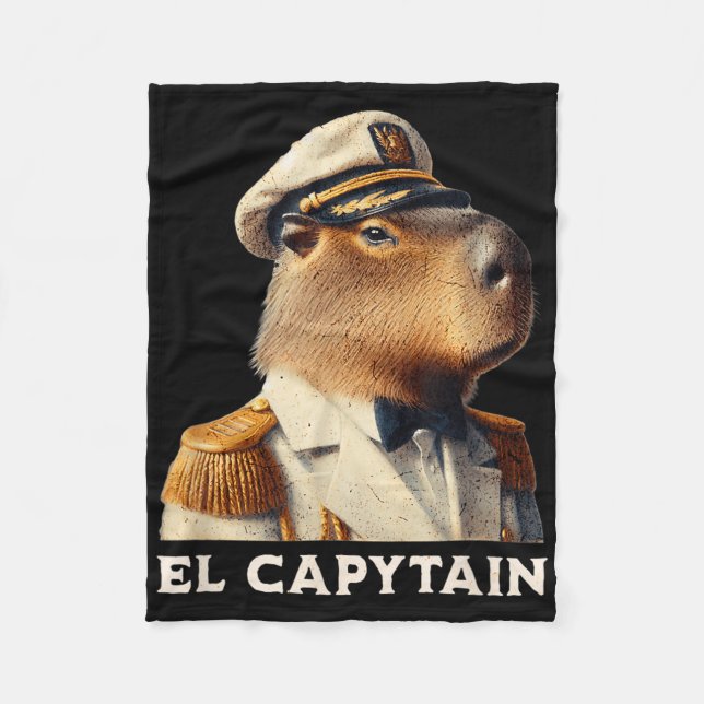 El Capytain Funny Capybara Boat Captain  Fleece Blanket (Front)