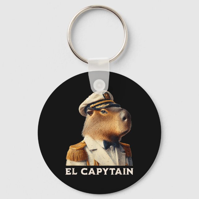 El Capytain Funny Capybara Boat Captain  Key Ring (Front)