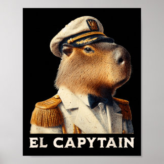 El Capytain Funny Capybara Boat Captain  Poster