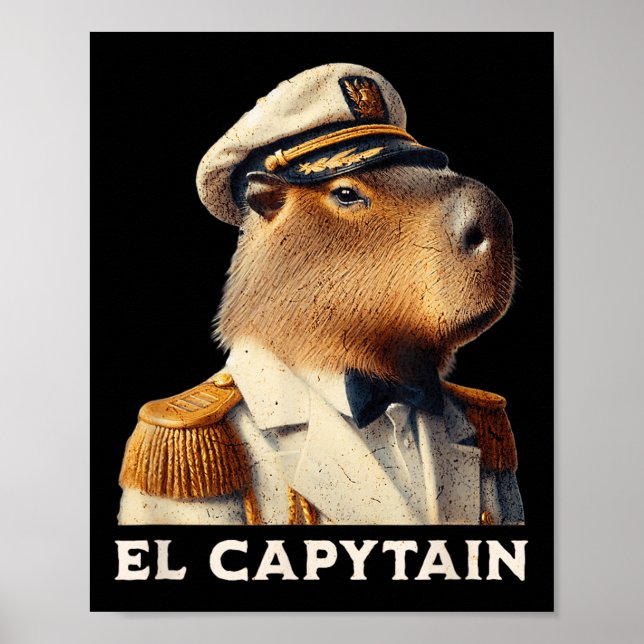 El Capytain Funny Capybara Boat Captain  Poster (Front)