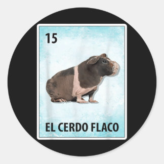 El Cerdo Flaco Mexican Skinny Pig Cards Classic Round Sticker