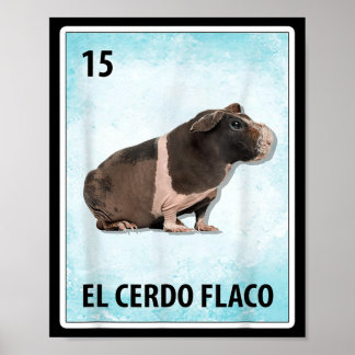 El Cerdo Flaco Mexican Skinny Pig Cards Poster