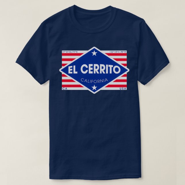 El Cerrito California Diamond Flag T-Shirt (Design Front)