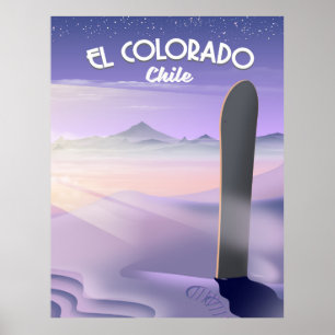 El Colorado Chile Snowboarding travel poster