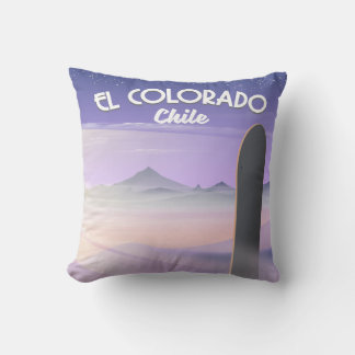 El Colorado Chile Snowboarding travel poster Cushion