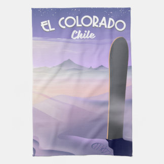 El Colorado Chile Snowboarding travel poster Tea Towel