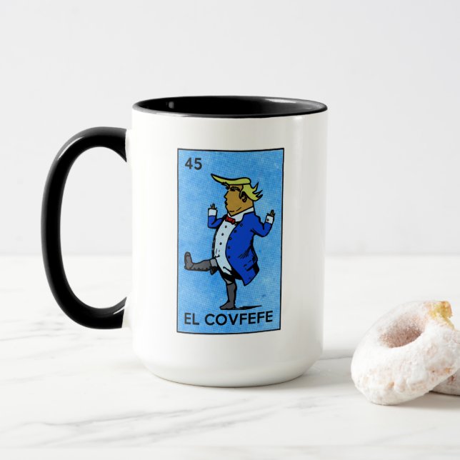 El Covfefe Act Trump Vintage Mexican Bingo Mug (With Donut)