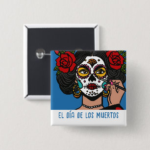 El día de Los Muertos 15 Cm Square Badge