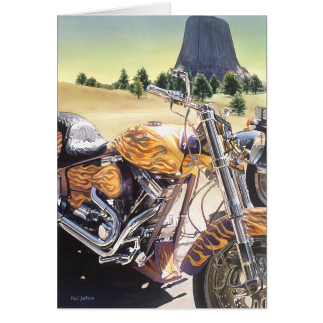 "El Diablo" Motorcycle in the Desert Watercolor (Front)