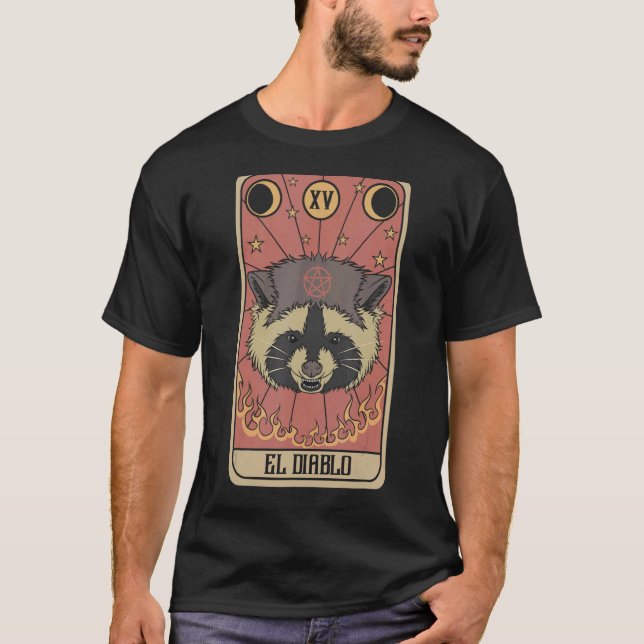 El Diablo Racoon Tarot Card Satanic Trash Panda A T-Shirt (Front)