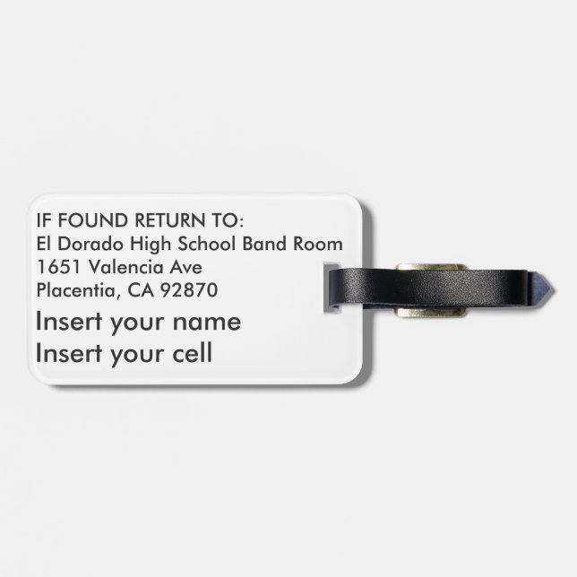 El Dorado Band Hawaii Trip luggage tag (Back Horizontal)