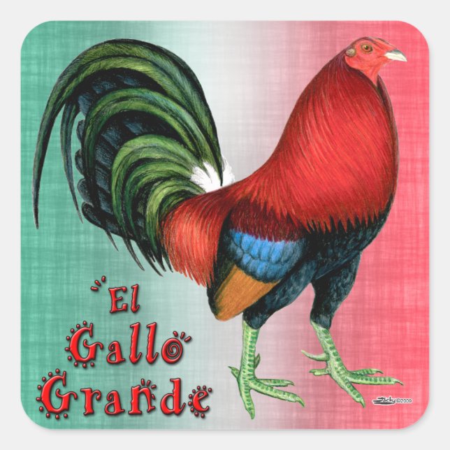 El Gallo Grande Square Sticker (Front)