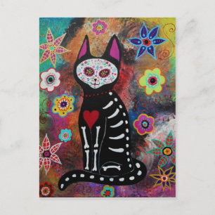 El Gato Day of the Dead Painting by Prisarts Postcard