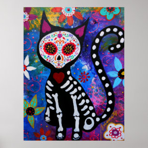 EL GATO III DAY OF THE DEAD PAINTING POSTER