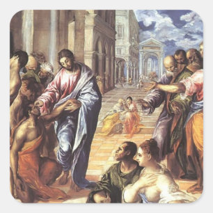 El Greco- Christ healing the blind Square Sticker