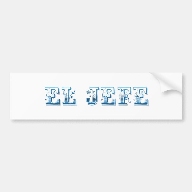 El Jefe logo Floreado blue azul Bumper Sticker (Front)