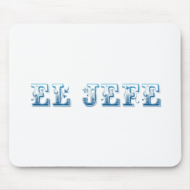 El Jefe logo Floreado blue azul Mouse Mat (Front)