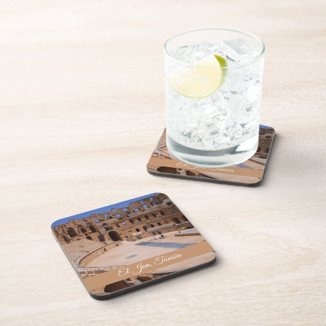 El Jem Gladiator Colosseum Tunisia Travel Souvenir Coaster (Right Side)
