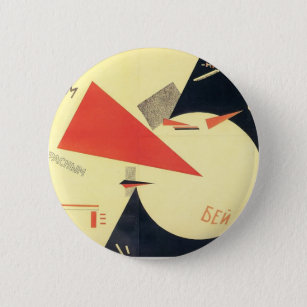 El Lissitzky- Beat the Whites with the Red Wedge 6 Cm Round Badge