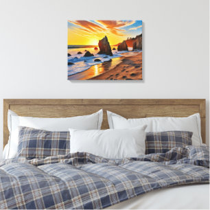 El Matador Beach in Malibu Landscape Sunset Canvas Print
