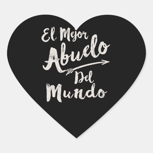 El Mejor Abuelo Del Mundo Grandpa Fathers Day Heart Sticker (Front)