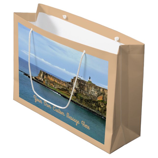 El Morro Guarding San Juan Bay Entrance Custom Large Gift Bag (Front Angled)