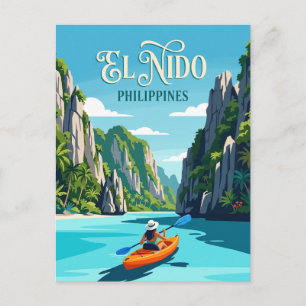 El Nido Palawan, Philippines, kayaker Postcard