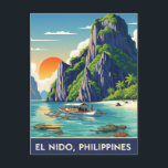 El Nido Philippines Travel Postcard<br><div class="desc">El Nido, located on the northern tip of Palawan Island in the Philippines, is renowned for its stunning limestone cliffs, crystal-clear turquoise waters, hidden lagoons, and white-sand beaches. Often described as a tropical paradise, it serves as the gateway to the Bacuit Archipelago, a group of over 40 islands and islets,...</div>