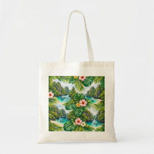 El Nido Tropical Lagoon Floral Tote Bag