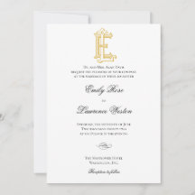 EL or LE Monogram Vintage Wedding Invitations