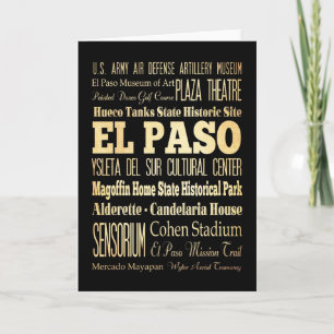 El Paso City of Texas State Typography Art Card