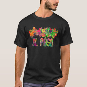 El Paso City Skyline Texas Colorful T-Shirt