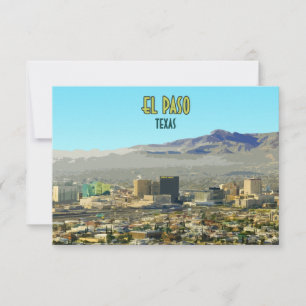El Paso Downtown Mountain Texas Vintage Flat Card