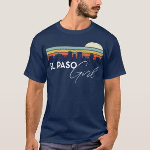 El Paso Girl Retro Sunset City Skyline Souvenir T-Shirt