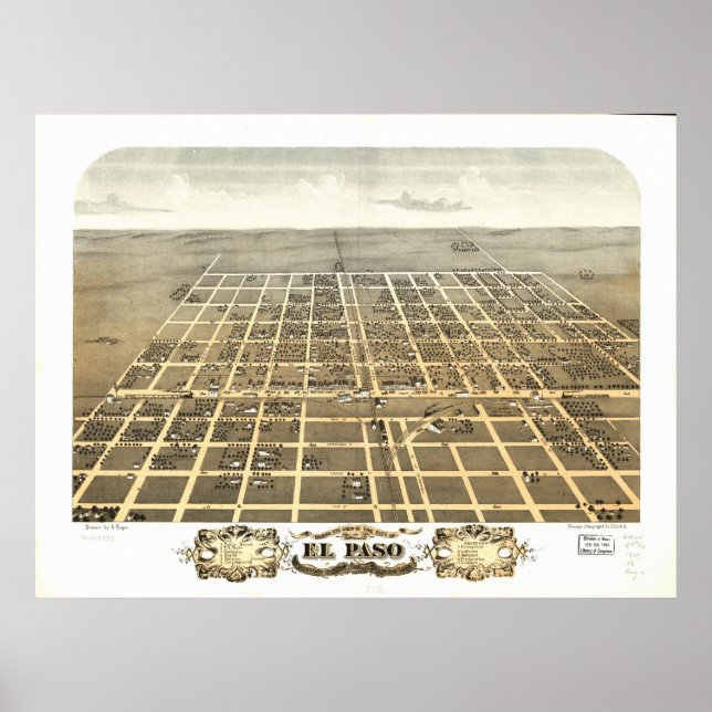 El Paso Illinois 1869 Antique Panoramic Map Poster (Front)