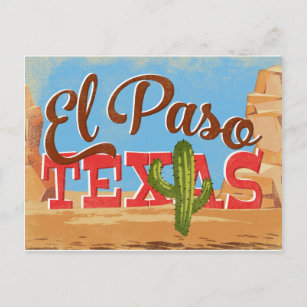El Paso Postcard Texas Cartoon Desert Vintage