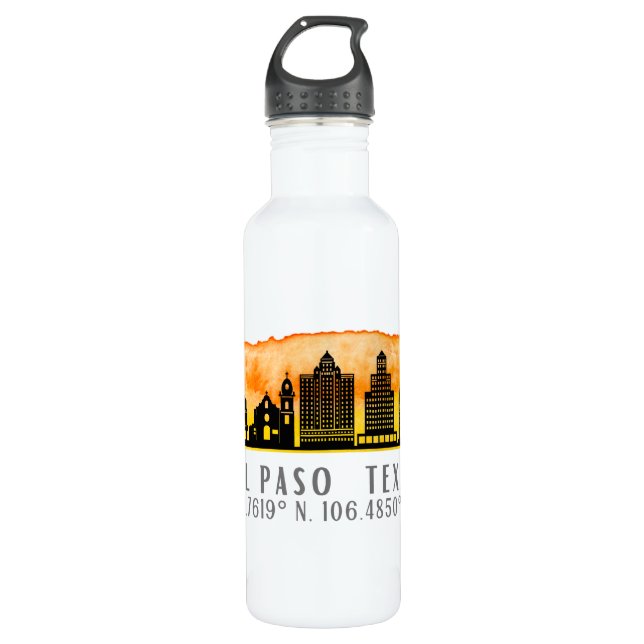 El Paso Skyline Latitude and Longitude  710 Ml Water Bottle (Front)