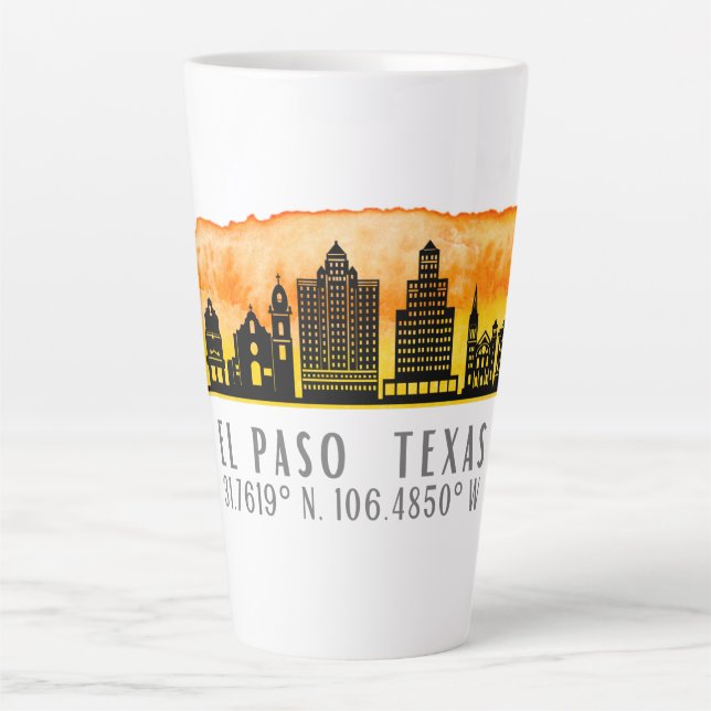 El Paso Skyline Latitude and Longitude  Latte Mug (Front)