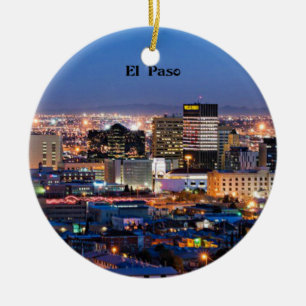 El Paso, Texas at Night  Ceramic Tree Decoration