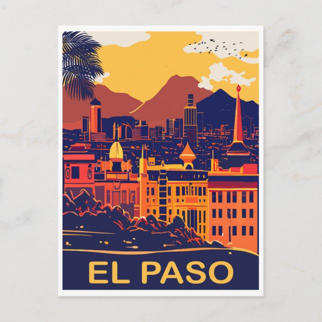El Paso, Texas, City Landscape, Travel Postcard (Front)