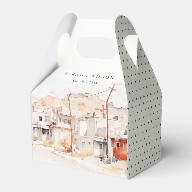 El Paso Texas City Scape Watercolor Wedding Favour Box (Front Side)