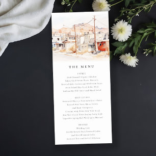 El Paso Texas City Scape Wedding Menu Card