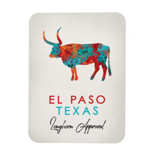 El Paso Texas Colourful Longhorn Magnet