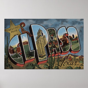 El Paso, Texas - Large Letter Scenes Poster
