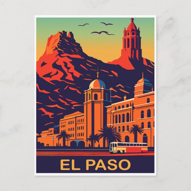 El Paso, Texas, Sunset Over the Mountains, Travel Postcard (Front)